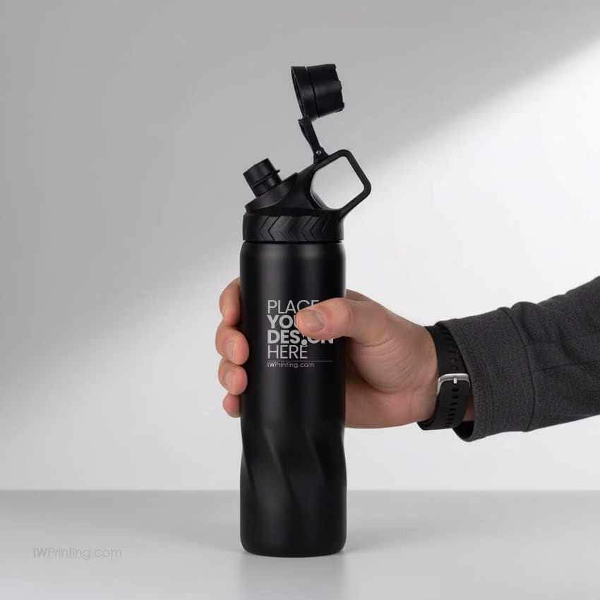 Stainless Steel Water Bottles in Black Matte, Double Wall, 620ml