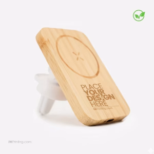 Eco-Friendly Bamboo Wireless Car Charger (15W) Corporate Gifts Printing | IWPrinting.com