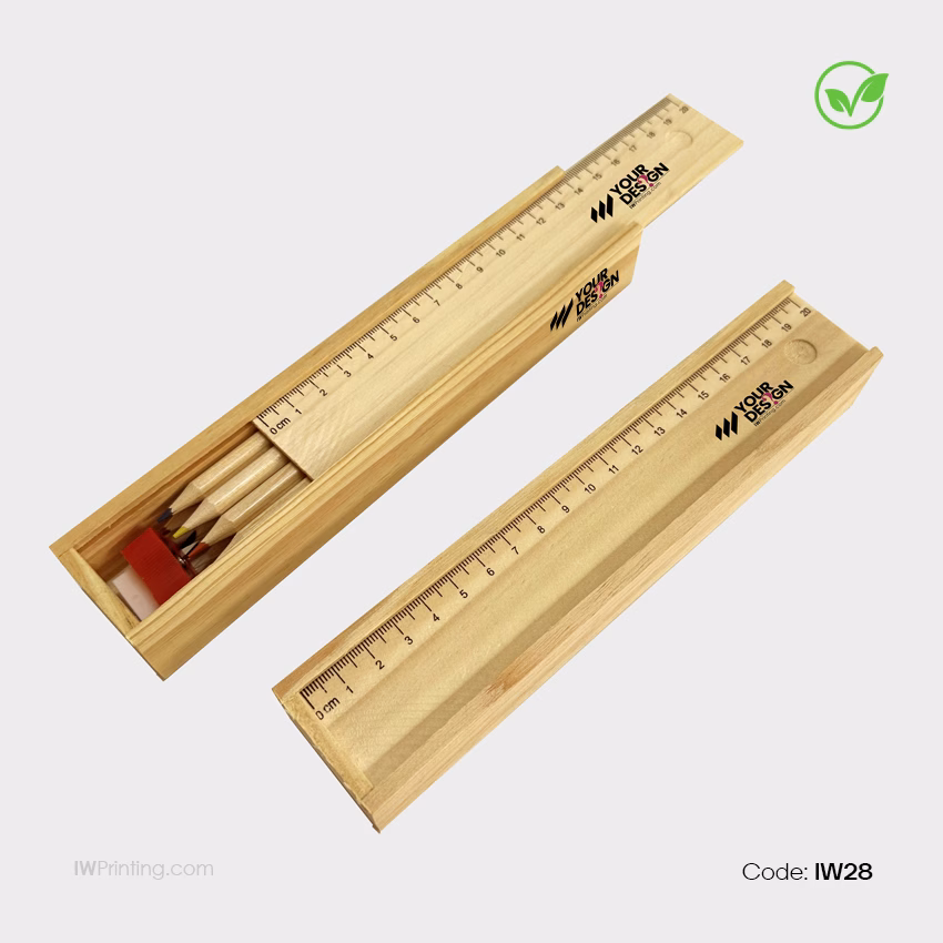 Colored Pencils and Ruler Set with Wooden Box _ Online Promotional Gifts Printing in Dubai