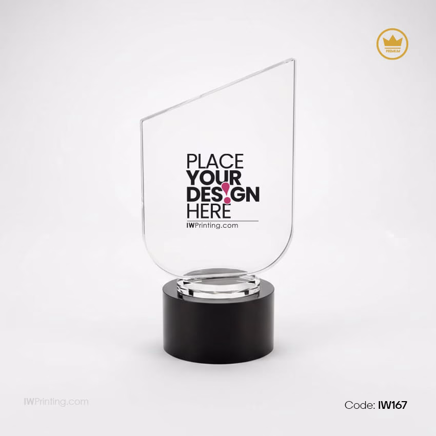 Crystal Trophy Round Black Base - best Online Gifts Agency in Dubai