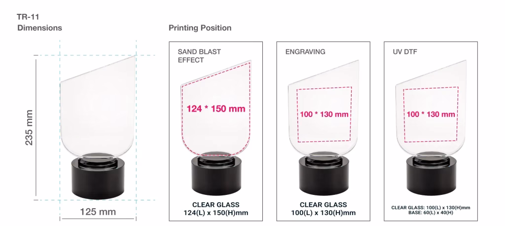Crystal Trophy Round Black Base in Premium Fiber Box, Gold Lock Closure - IW_Printing