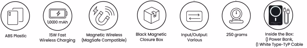 MagSafe Wireless Powerbank, Light-Up Logo, 15W Fast Charging, 10K mAh _ IWPrinting