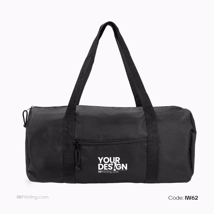 Gym Bags with Zipper Closure in Black Polyester Material - Bag Printing Online - IwPrinting.com