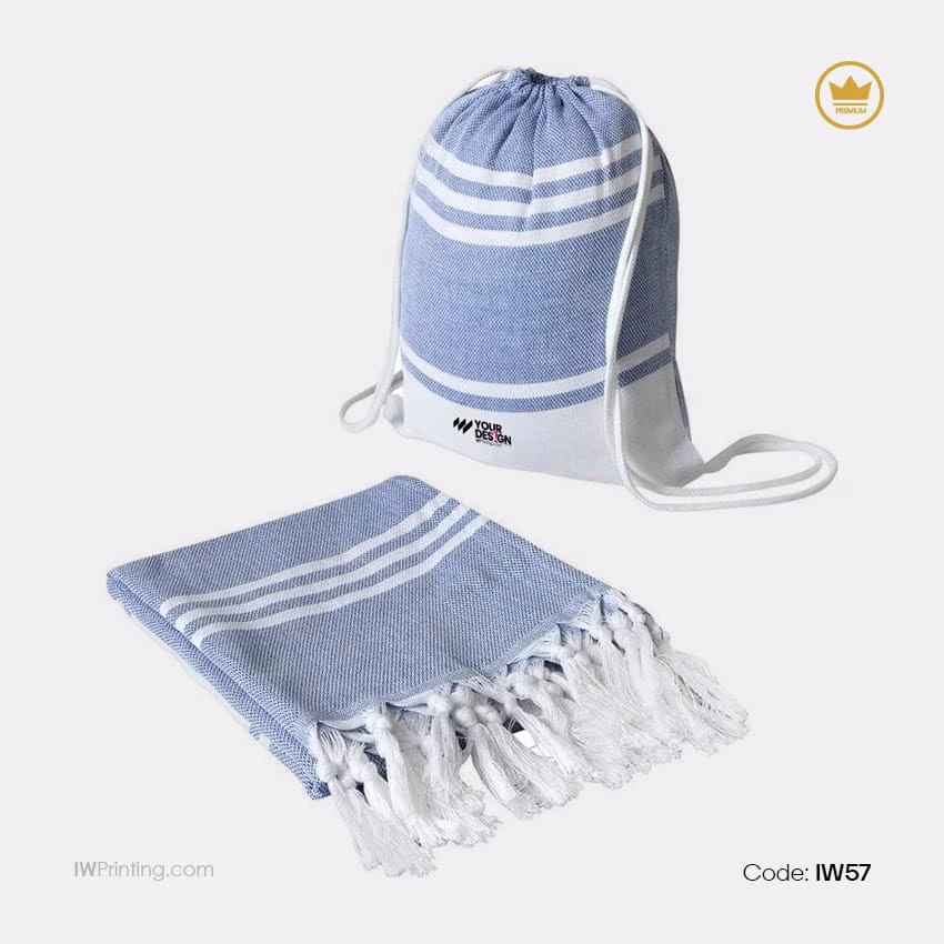 Cotton Drawstring Bag with Beach Towel - IWPrinting.com Complete Online Printing Corporate Gifts Shop
