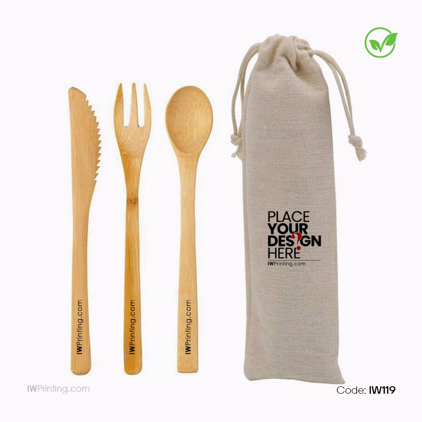 Bamboo Cutlery Set Printing in Dubai IWPrinting.com