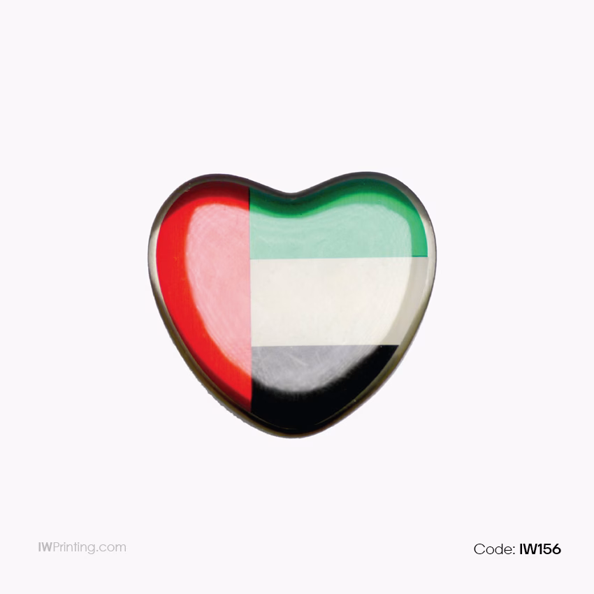 Heart Shaped National Day Badge with Pin - IWPrinting.com- Online order