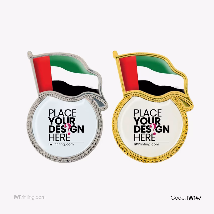 UAE Flag Badge with Customized Logo - Order IWPrinting.com