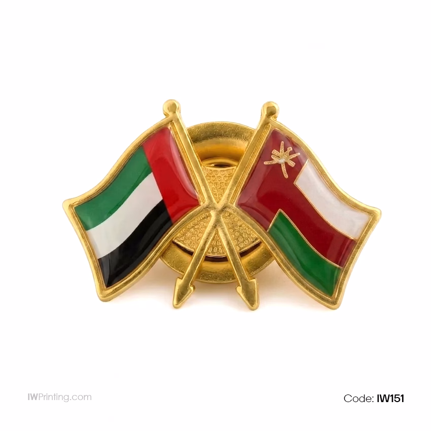 UAE–Oman Twin Flag Metal Badge in UAE - IWPrinting.com
