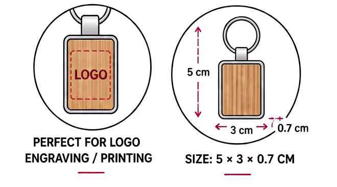 Round Bamboo Metal Keychain in Dubai - UAE Order Online IWPrinting.com