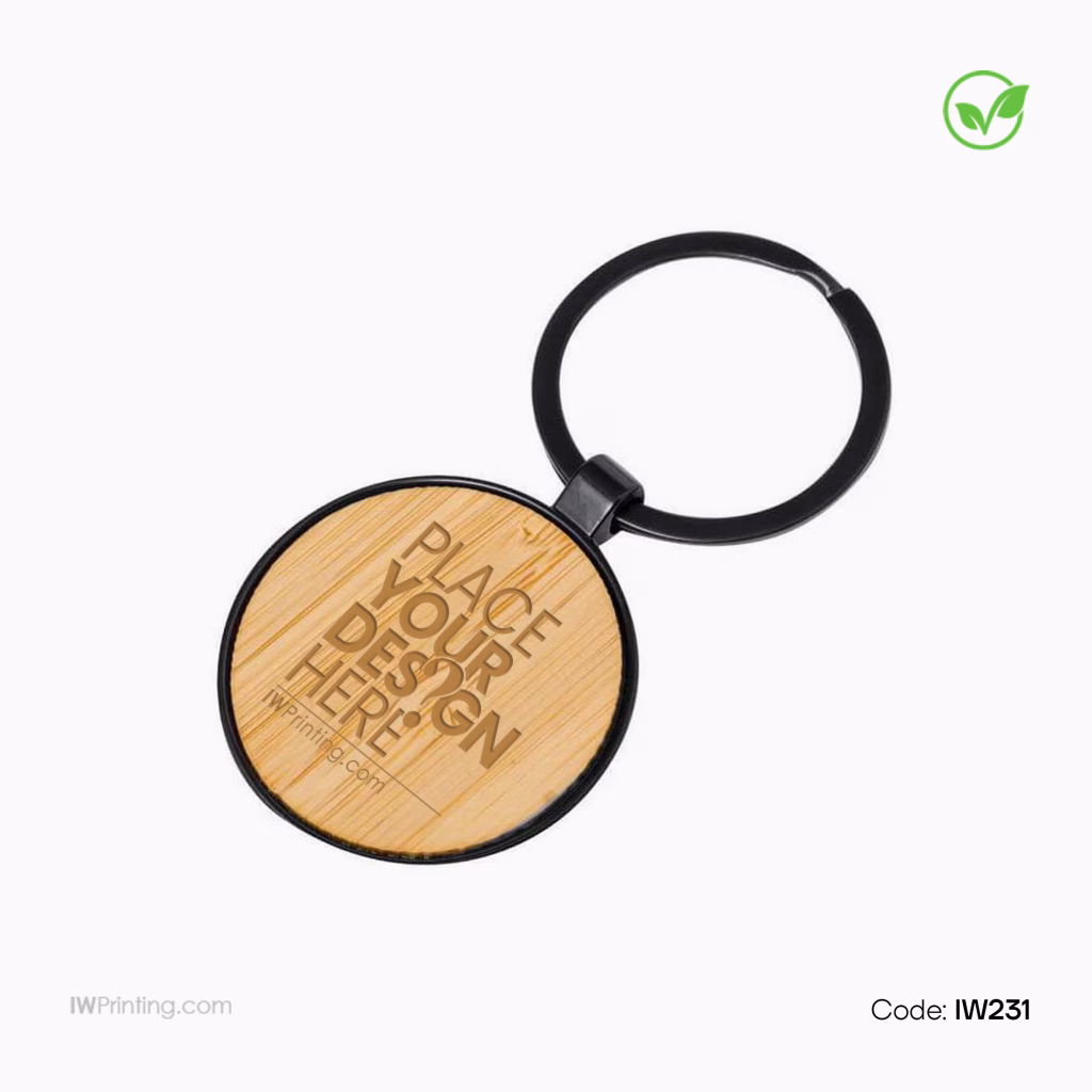 Round Bamboo Metal Keychain in Dubai - UAE Order Online IWPrinting.com