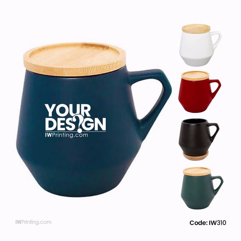Eco-neutral Ceramic Mug with Bamboo Lid